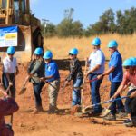 Moving dirt at groundbreaking.