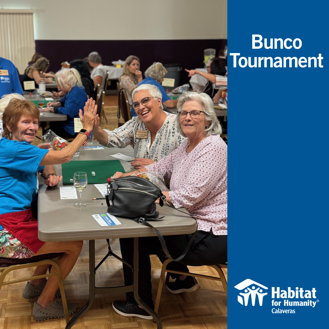 Bunco Tournament players and Habitat for Humanity Calaveras logo
