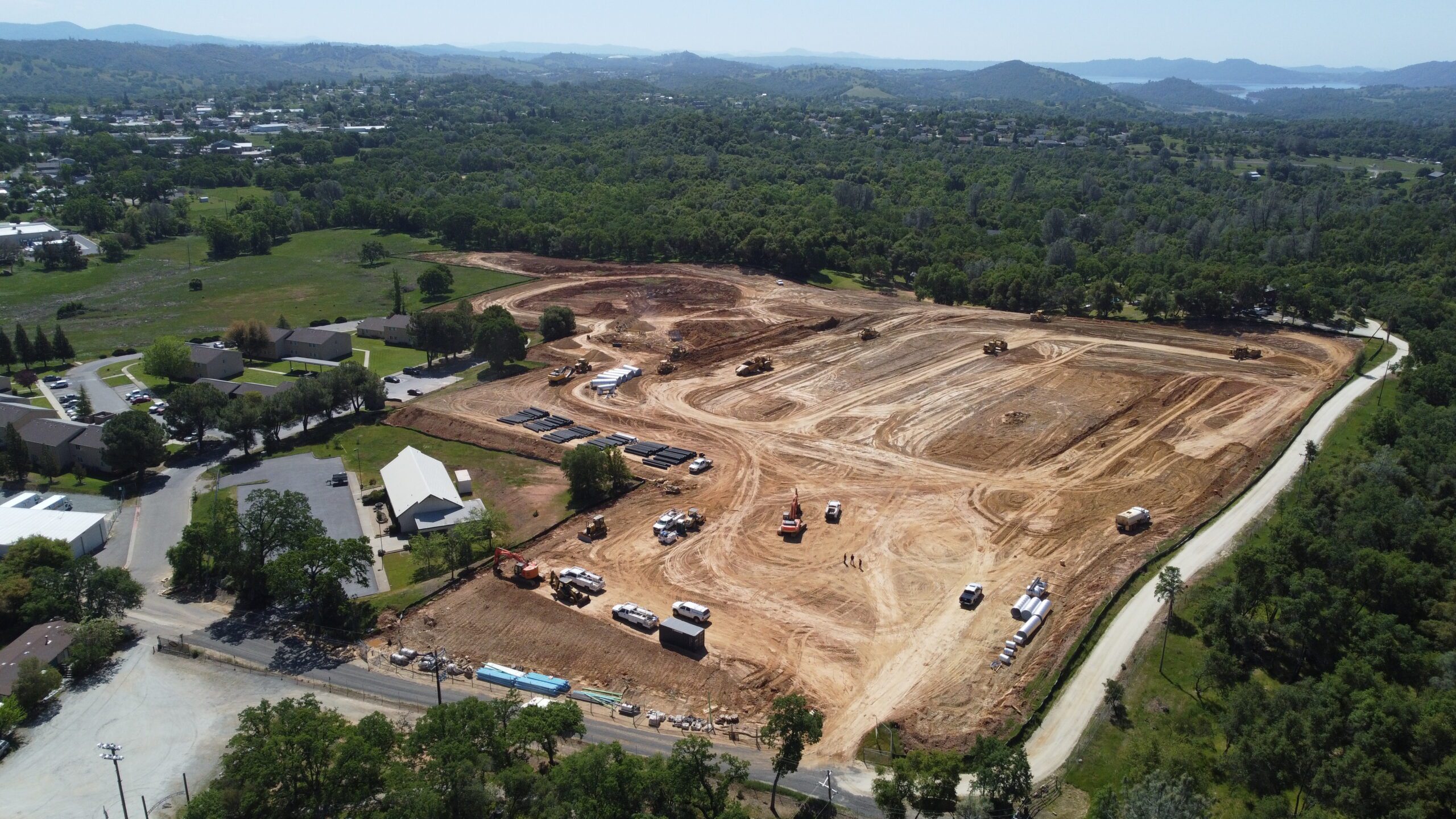 Aerial image of Eureka Oaks and infrastructure work.