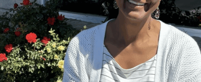 Photo of Tina Simpson, volunteer with Habitat for Humanity Calaveras. A headline that says "Volunteer Spotlight".