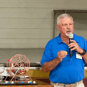 Gregg Smith, Habitat Board President, hosting the Bingo Night