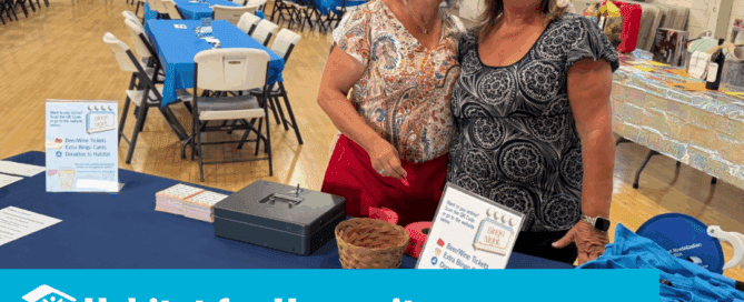 Picture of Bingo Volunteers with Habitat Calaveras logo and "Community Rallies for Habitat at July 30 Bingo Night"
