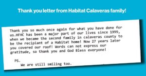 Habitat for Humanity Calaveras Thank You Letter